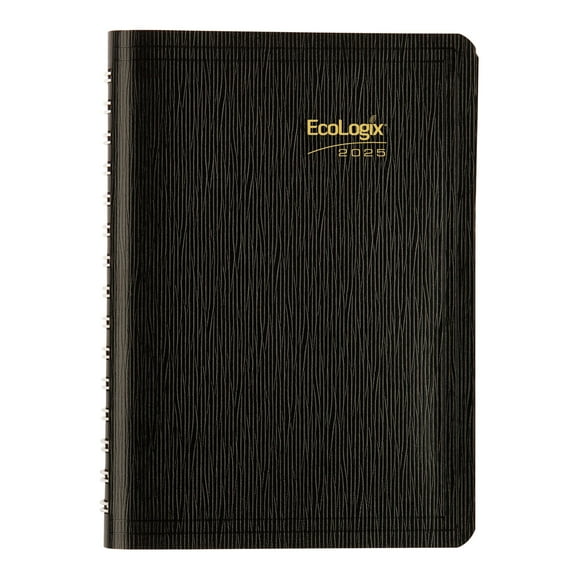 2025 Brownline EcoLogix Daily Appointment Planner, 8" x 5", 100% Recycled, Black, January To December, CB410W.BLK