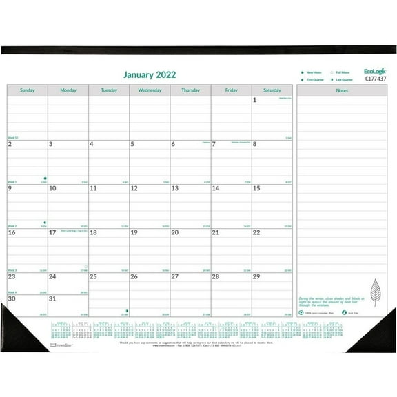 Brownline Ecologix Monthly Desk Pad 2022