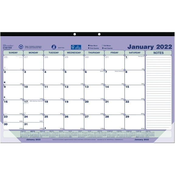 Brownline Monthly Desk Calendar, 17-3/4" x 10-7/8", January To December 2022, C181700