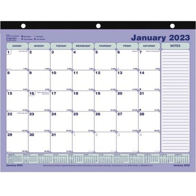 Brownline Monthly Desk Pad Calendar, 11" x 81/2", Blue/White, January To December 2023, C181721