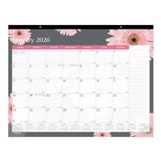 2026 Blueline® Monthly Desk Pad Calendar, 22" x 17", Pink Daisy, January To December, C193105