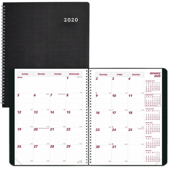 Brownline, REDCB1262VBLK, DuraFlex 14-Month Monthly Planner, 1 Each, Black