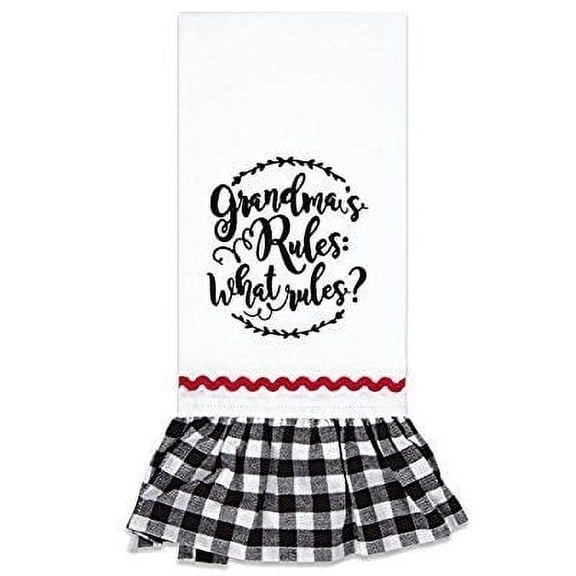 Brownlow Gifts 100% Cotton Embroidered Tea Towel, 18 x 28-Inches, Grandmas Rules