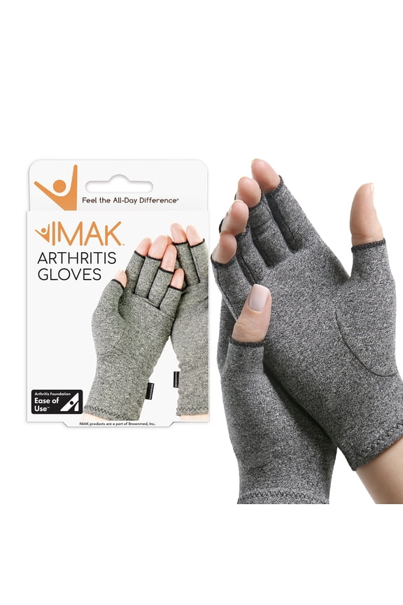 Brownmed IMAK Arthritis Pain Relief Compression Gloves - Small - Gray/Black