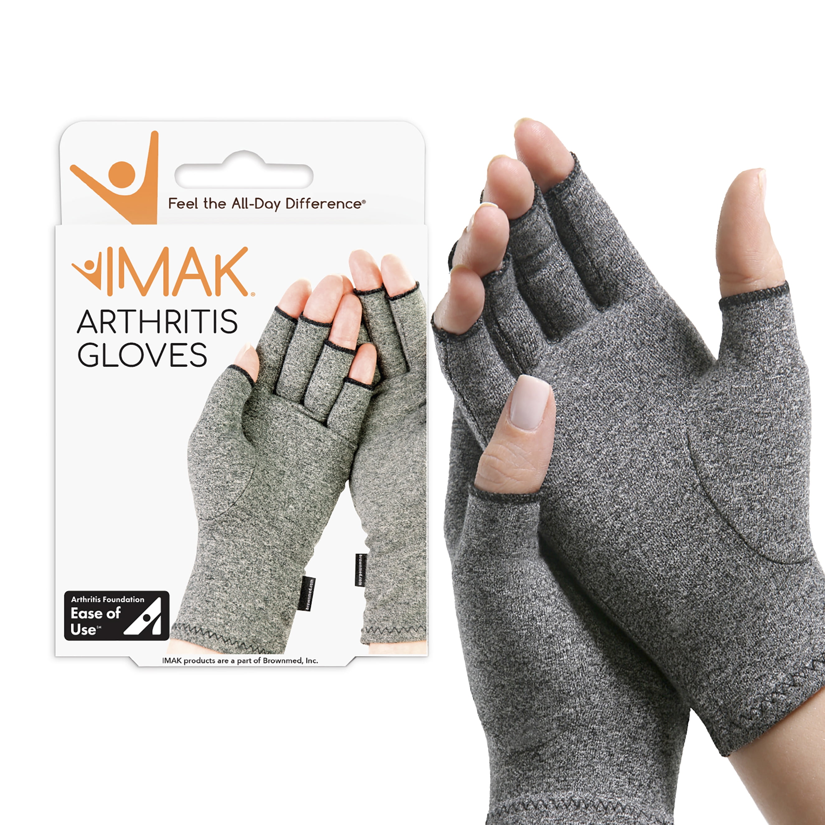 Brownmed IMAK Arthritis Pain Relief Compression Gloves XL Gray