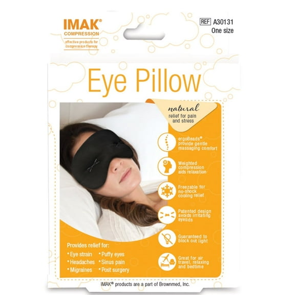 Brownmed - IMAK Eye Pillow - Cooling Sleep Eye Mask & Shade with ErgoBeads for Men & Women- Reusable Eye Cover for Headache, Sleeping, Migraine, Puffy Eyes & Eye Strain Relief