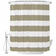 thumbnail image 1 of Brownness and White Stripe Pattern Fabric Shower Curtain Simple Style Washable Shower Curtains for Bathroom, Waterproof Bath Curtain with Hooks Home Decor 72x72in, 1 of 8