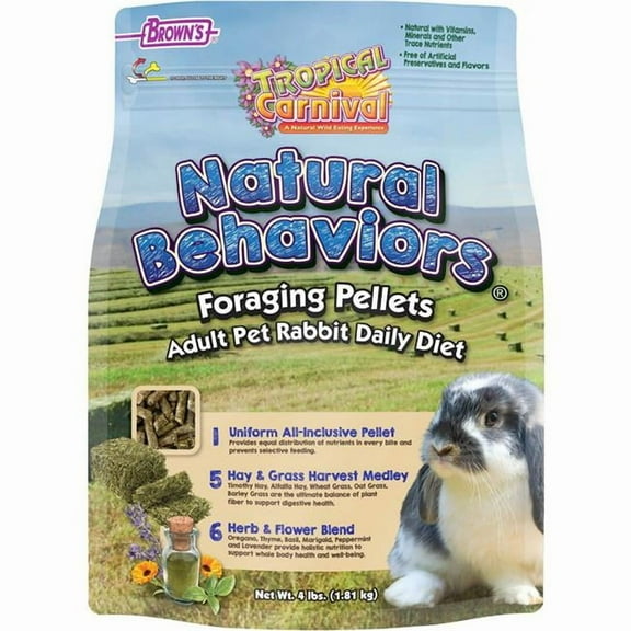 Browns 45091 Tropical Carnival Foraging Pellets Rabbit Food - 4 lbs - Case of 3