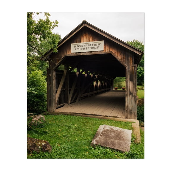 Browns River Covered Bridge 02 - Westford Vermont Photography Unframed Wall Art Print 16 x 20 inches