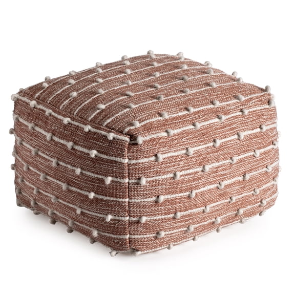 Brownstone 22" x 22" x 16" Red & Ivory Pouf