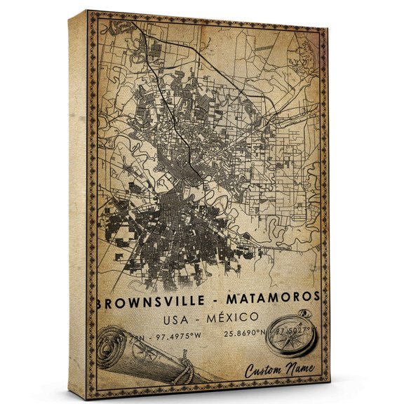 Brownsville Map Poster, Brownsville Matamoros New Mexico Map Art Poster, Canvas, Brownsville Map City vintage Poster, Street Map Artwork Poster, Brownsville Map Canvas - 89AZ535