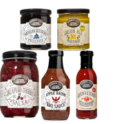 Brownwood Farms BBQ Sauce, Kickin' Ketchup, Ale Mustard, Cherry Salsa & Blueberry Preserves Variety 5-Pack