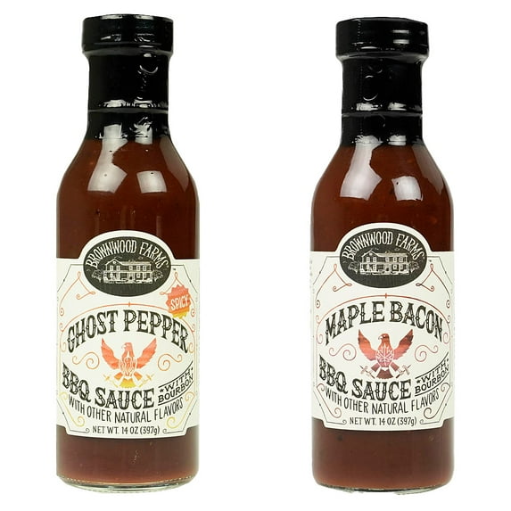 Brownwood Farms Ghost Pepper & Maple Bacon BBQ Sauce Bundle 14oz Bottles