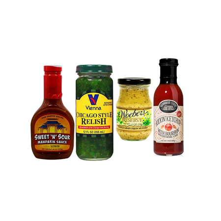 Brownwood Farms, Supreme, Vienna Brand & Woeber's: Ketchup, Mustard, Relish & Mandarin Sauce 4-Pack