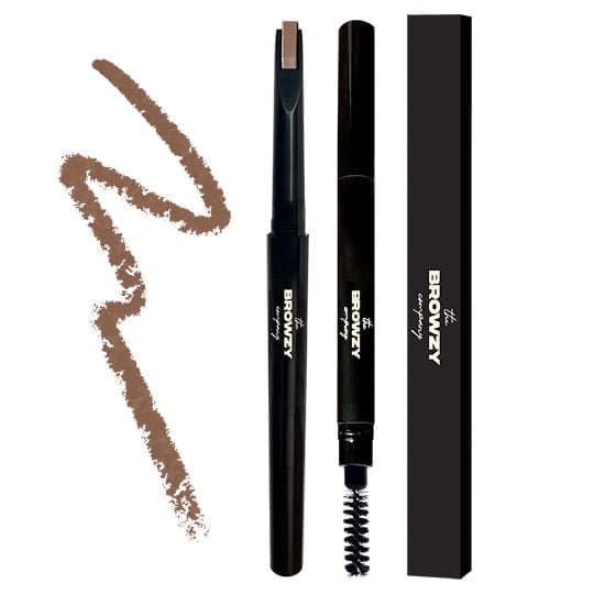 Browzy Dual-Ended Eyebrow Pencil with Spoolie, Waterproof Brow Definer with Vitamin E, Brown