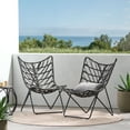 thumbnail image 1 of Noble House Broxon Wicker Outdoor Accent Chairs, Boho Style, Gray and Black (Set of 2), 1 of 11