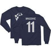 Brozovic 11 Jersey Style - Croatia Soccer Cup Fan Long Sleeve T-Shirt (Navy, Small)