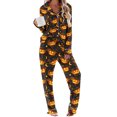 thumbnail image 1 of Brqkzdu 2 Piece Womens Halloween Pajamas Sets Long Sleeve Collar Button Down Pj and Pajama Pants Loose Comfy Nightwear Sets, 1 of 8