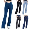 thumbnail image 1 of Brqkzdu Bell Bottom Jeans for Women High Waist Crossover Yoga Flare Pants Stretchy Comfy Denim Pant Bootcut Jean Trouser with Pockets, 1 of 5