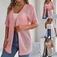 thumbnail image 1 of Brqkzdu Cardigan for Women Short Sleeve Open Front Kimono Cardigan Summer Hollow Out Loose Fit Beach Vacation Cover Up, 1 of 8