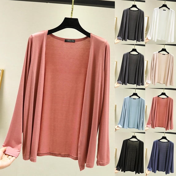 Brqkzdu Lightweight Cardigan for Women Long Sleeve Open Front Drape Cardigans Breathable Loose Fit Causal Thin Cardigans