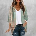 thumbnail image 1 of Brqkzdu Lightweight Kimonos for Women Open Front Floral Printed Chiffon Cardigan Puff Sleeve Loose Fit Beach Vacation Cover Up, 1 of 5