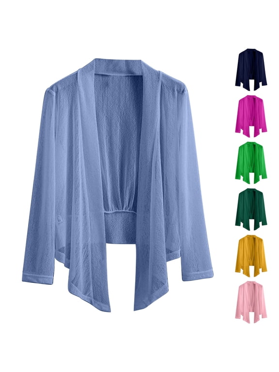 Long Sleeve Cardigan for Women Open Front Lightweight Drape Dusters Sheer Cardigans Casual Shrugs Flowy Vacation Fall Cardigans