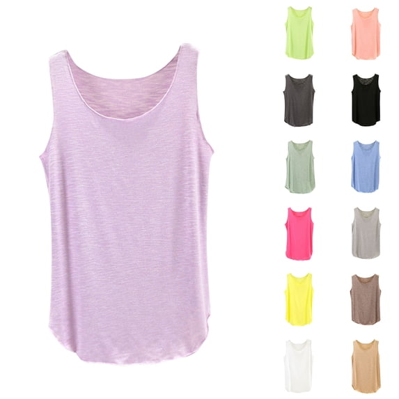Brqkzdu Pajama Tank Tops for Women Summer Sleeveless Scoop Neck Undershirts Lightweight Casual Loose Fit Sleepwear PJ Top