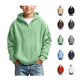 thumbnail image 1 of Brqkzdu Waffle Quarter Zip Pullover for Boys Drop Long Sleeve Casual Oversized Hoodies Lightweight Loose Comfy Hooded Sweatshirt for 3 Years, 1 of 10