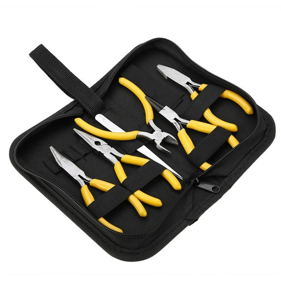 Brrnoo 5pcs Jewelry Pliers Tools Kit Round Bent Nose Beading for Jewelry Design & Repair