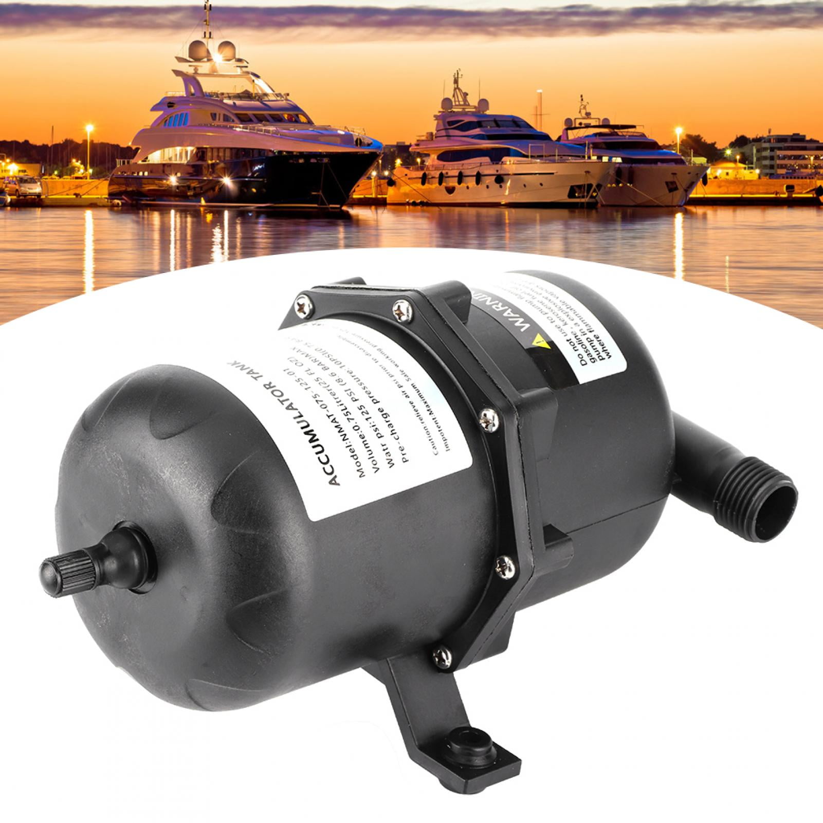 Brrnoo Accumulator Pressure Tank  Flow Control 0.75 L 125PSI Waterproof for Marine RV Boat, Mini Pressurized Water Tank