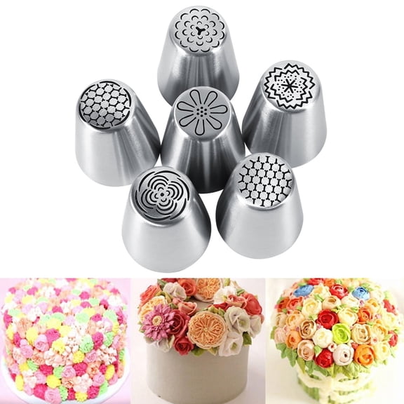 Brrnoo Baking Supplies,Making Accessories,6Pcs Flower Cake Icing Piping Pastry Nozzles Decorating Bakery Baking Tools US