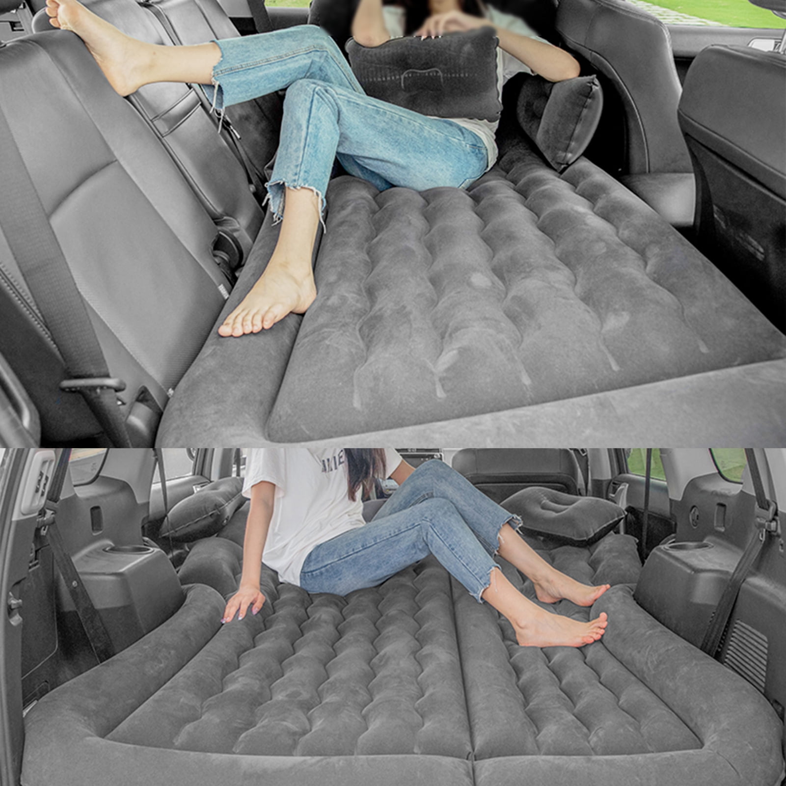 Brrnoo Car Air Mattress Vehicle Inflatable Thickened Travel Bed Sleeping  Pad Camping Accessory 