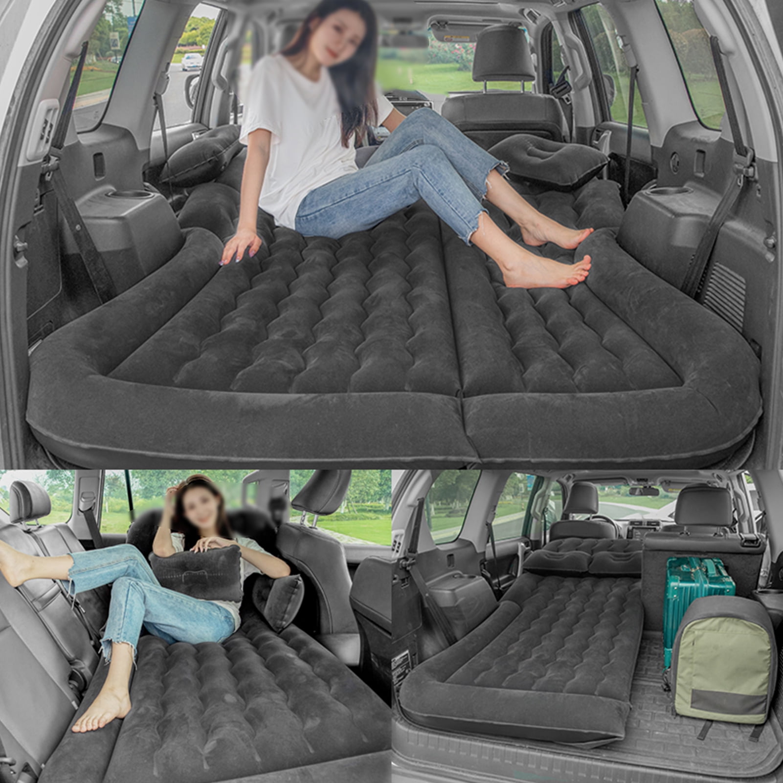 Brrnoo Car Air Mattress Vehicle Inflatable Thickened Travel Bed Sleeping  Pad Camping Accessory 