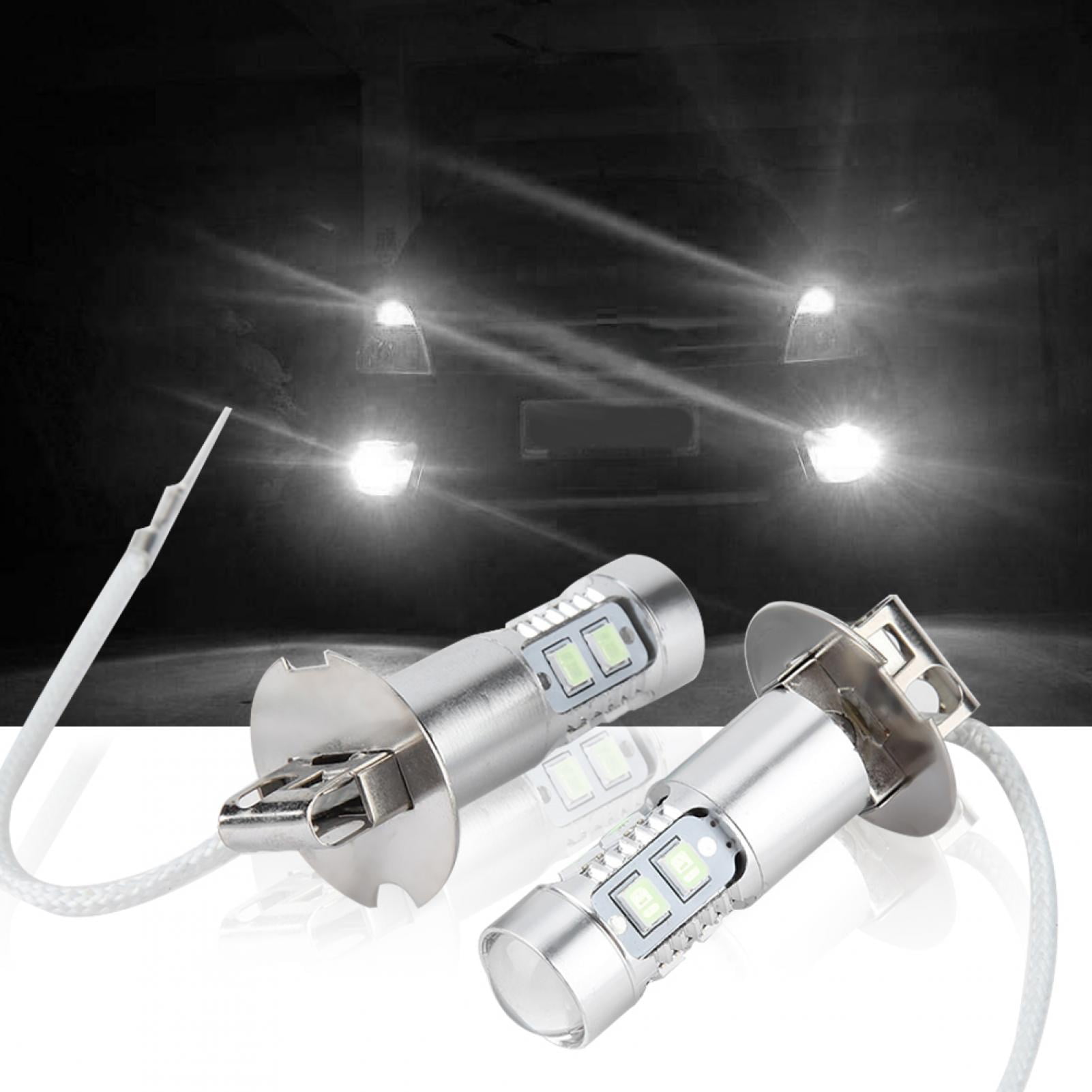 Brrnoo Fog Lights, 2Pcs 100W 1200LM 8000K Car LED Headlight Bulbs Kit Fog Lamp Daytime Running Light Bulb For H3