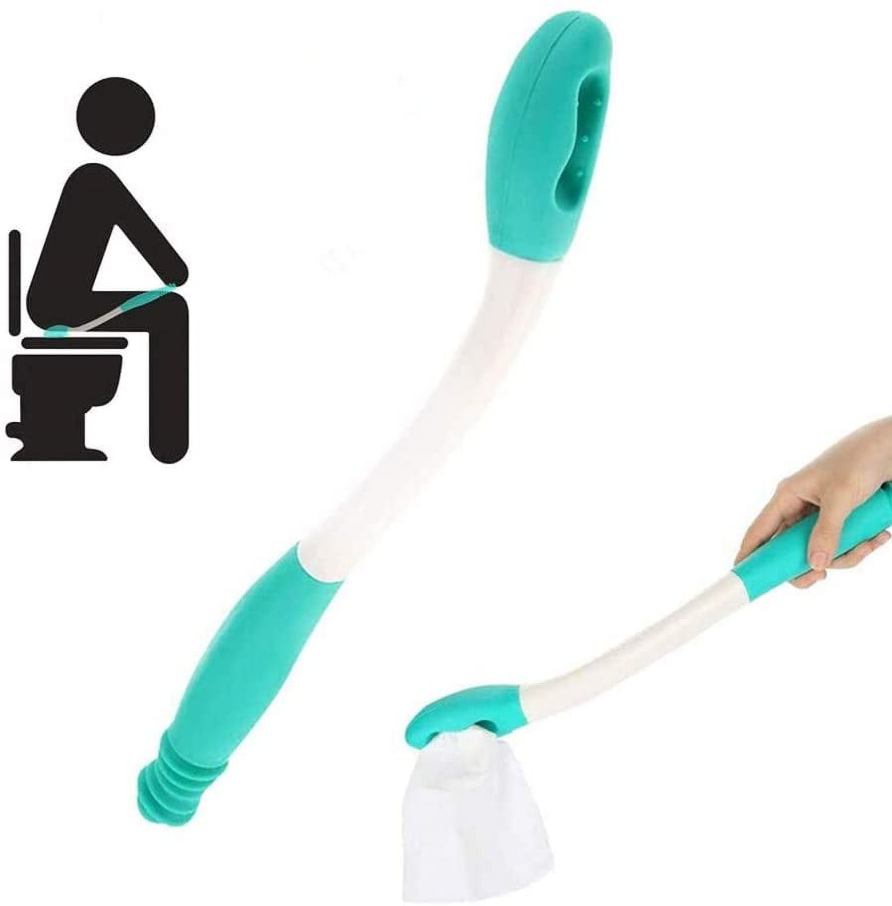 Brrnoo Long Handle Toilet Butt Wiper Comfort Bottom Wiper Holder Toilet Paper Dry&Wet Tissue