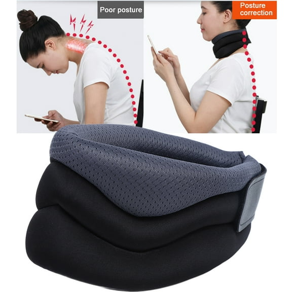 Brrnoo Office Neck Support Band Posture Corrector Neck Care Device Pain Relief Size Adjustable Gray