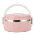 thumbnail image 1 of Brrnoo Stainless Steel Thermal Lunch Box Stackable Insulated Box Round Sealed Food Containers Pink, 1 of 10