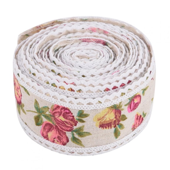 Brrnoo Wedding Cloth Decoration,DIY Lace Printed Flower Burlap Ribbon Hessian Jute Belt Strap 5m