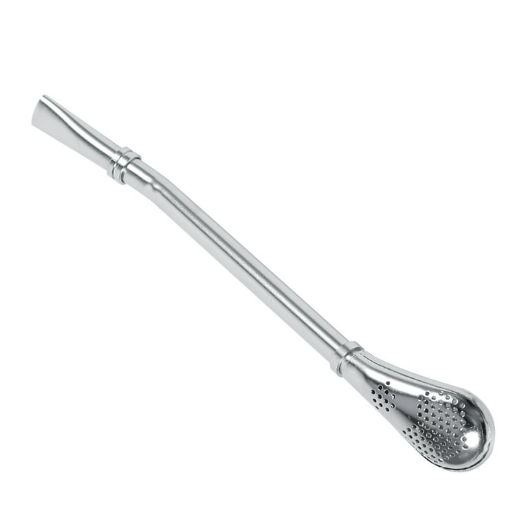 Brrnoo Yerba Mate Bombilla Dependable Stainless Steel Yerba Mate Tea Gourd Bombilla Drinking Straw Filtered Spoon Silver Stainless Steel Bombilla