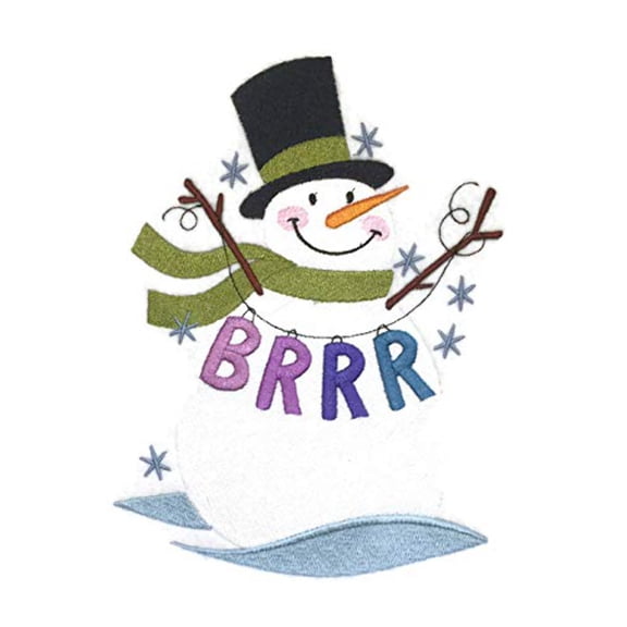 Brrr Snowman Embroidered Iron on/Sew Patch [5.63" x 7.8"]