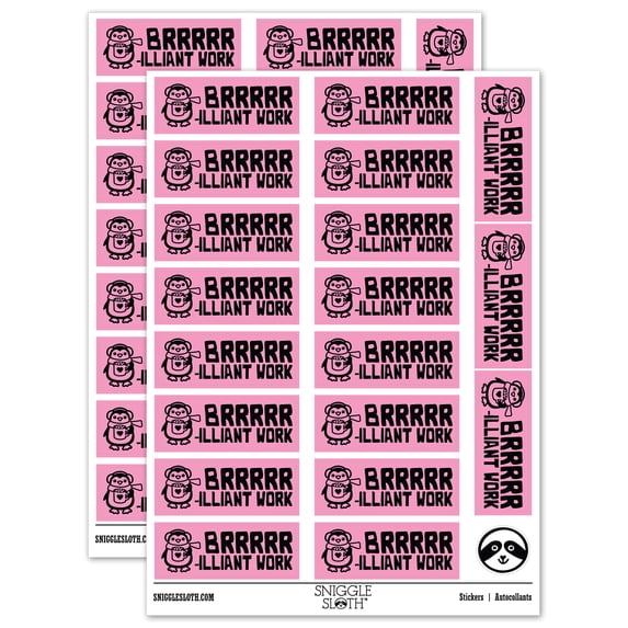 Brrr-illiant Brilliant Work Penguin Teacher Student School Sticker Set - Light Pink - Matte Finish - 2.00" Large