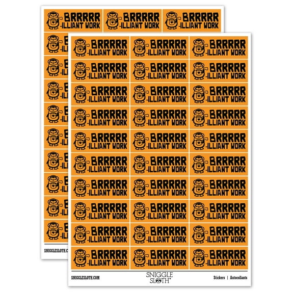 Brrr-illiant Brilliant Work Penguin Teacher Student School Sticker Set - Orange - Matte Finish - 1.75" Medium