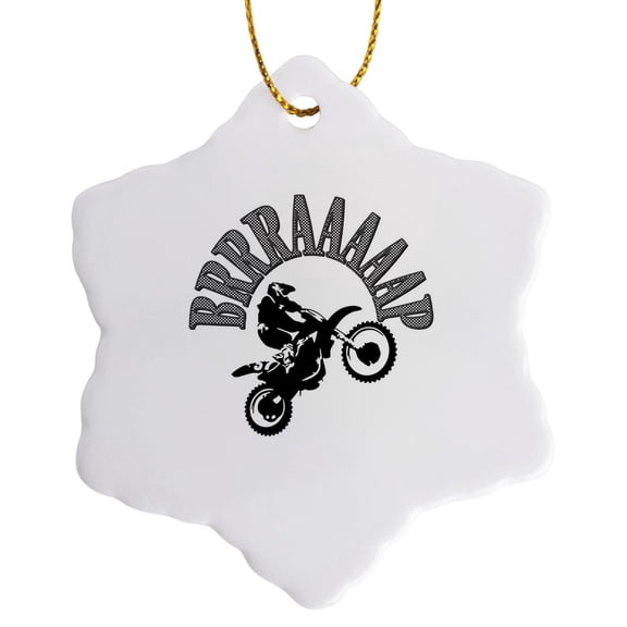 Brrraaaaap Two Stroke Dirtbike Motocross Vector, 3 inch Snowflake Porcelain Ornament