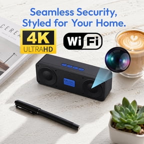 Brscefsir Speaker-Style Indoor Security Camera with Live Streaming Support, Portable WiFi Monitoring Camera, USB Rechargeable, Real-Time Viewing, Local Storage, Black