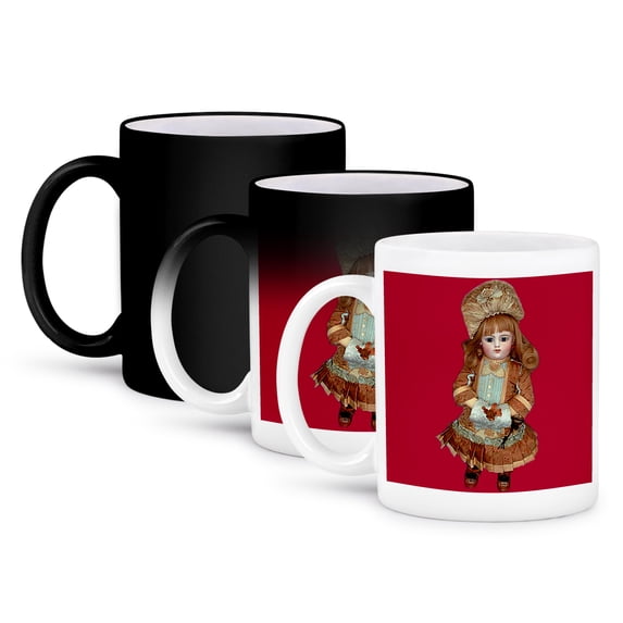 3dRose, Bru Doll On Pink, 11oz Magic Transforming Mug