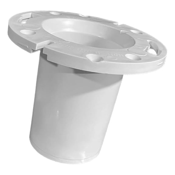 BruCo Closet Flange 3x4 Inch PVC White - Adjustable Toilet Flange for Repair & Replacement, Wood or Concrete, SCH 40 Pipe, Extended Length Riser