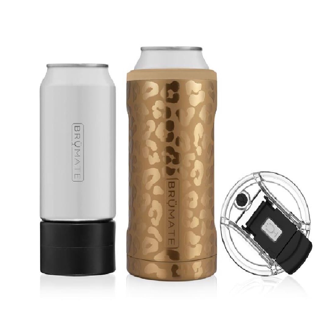 BruMate Hopsulator 16 oz Trio Gold Leopard BPA Free Can Insulator 