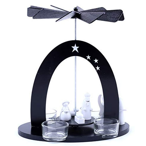 Brubaker Christmas Pyramid - Black And White - Nativity Scene - Designed In Germany