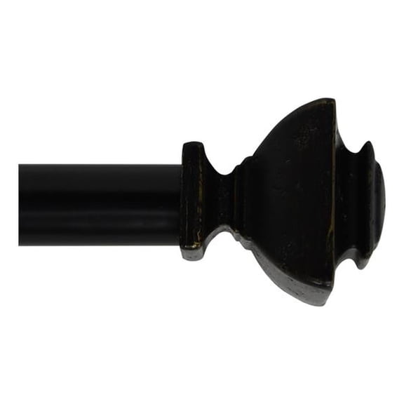 Bruce Adjustable Single Curtain Rod 36" to 72"-Black